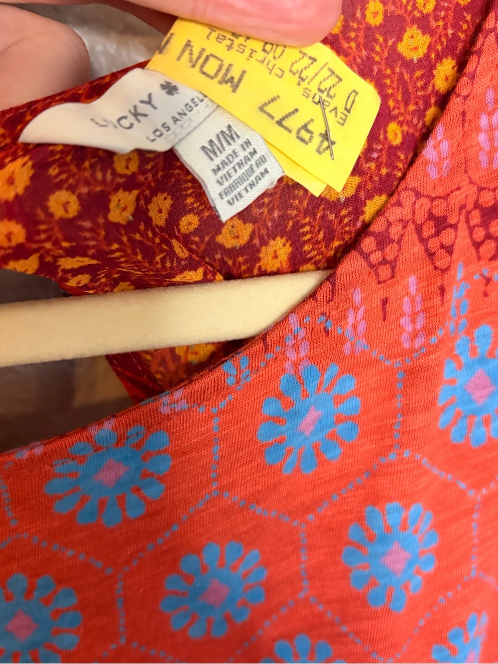 Red & Blue Boho Print Flutter Sleeve Blouse - Picture 5 of 10